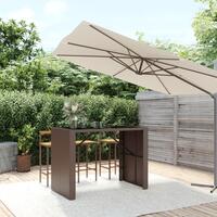 Barbord med glasplade 145x80x110 cm polyrattan brun