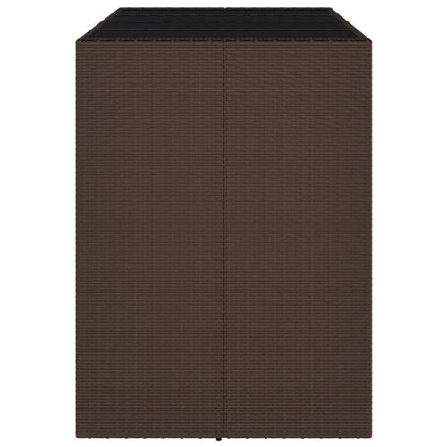Barbord med glasplade 145x80x110 cm polyrattan brun