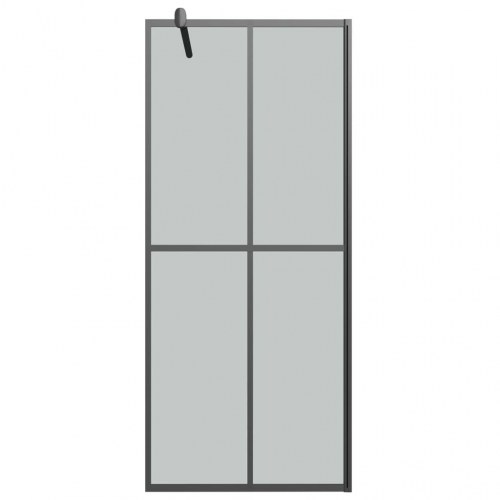 Brusevæg med hylde 90x195 cm sikkerhedsglas og aluminium sort