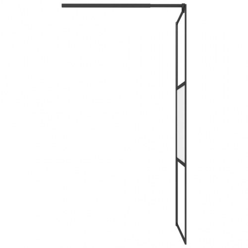 Brusevæg med hylde 90x195 cm sikkerhedsglas og aluminium sort