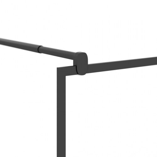 Brusevæg med hylde 90x195 cm sikkerhedsglas og aluminium sort