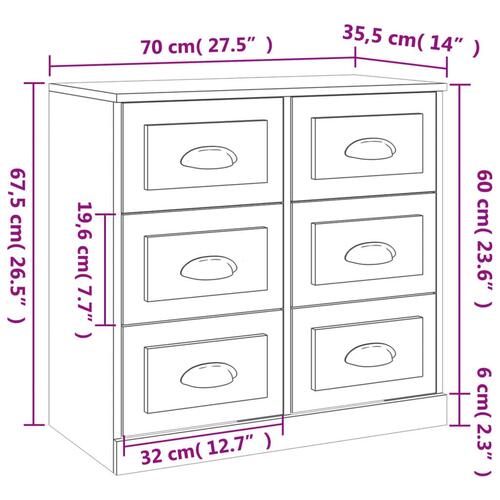 Skænk 70x35,5x67,5 cm konstrueret træ hvid højglans