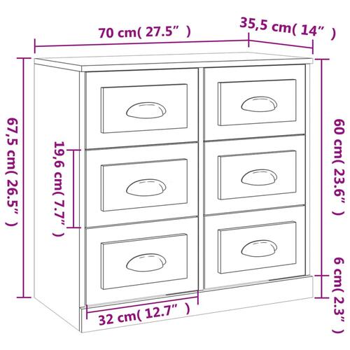 Skænk 70x35,5x67,5 cm konstrueret træ hvid