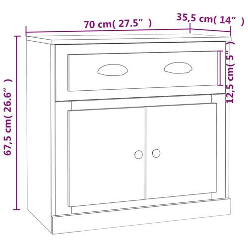 Skænk 70x35,5x67,5 cm konstrueret træ hvid højglans