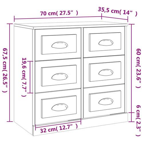 Skænk 70x35,5x67,5 cm konstrueret træ røget egetræsfarve