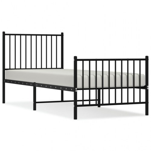 Sengeramme med sengegavl og fodgærde 80x200 cm metal sort