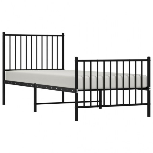 Sengeramme med sengegavl og fodgærde 80x200 cm metal sort