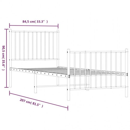 Sengeramme med sengegavl og fodgærde 80x200 cm metal sort