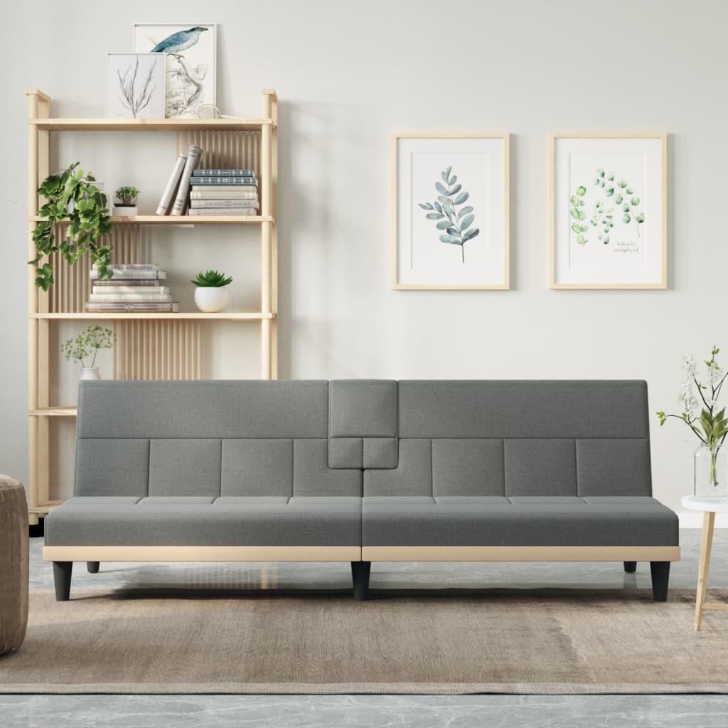 Sovesofa med kopholdere stof mørkegrå