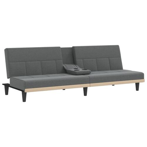 Sovesofa med kopholdere stof mørkegrå