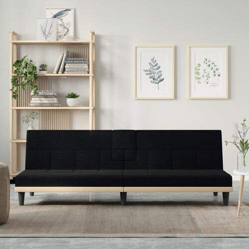 Sovesofa med kopholdere stof sort