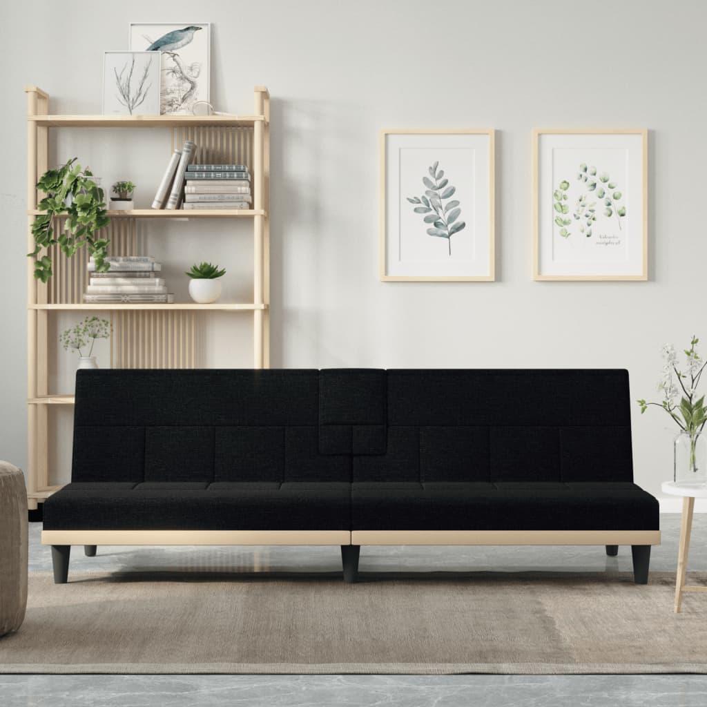 Sovesofa med kopholdere stof sort