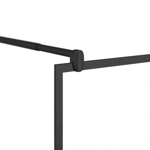 Brusevæg med hylde 90x195 cm sikkerhedsglas og aluminium sort