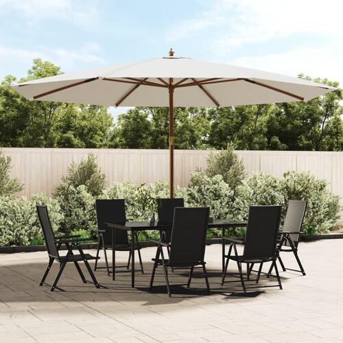 Haveparasol med træstang 400x273 cm sandfarvet