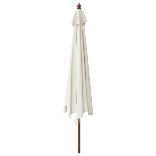 Haveparasol med træstang 400x273 cm sandfarvet