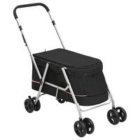 Foldbar hundeklapvogn 100x49x96 cm linned sort