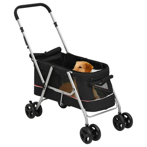 Foldbar hundeklapvogn 100x49x96 cm linned sort