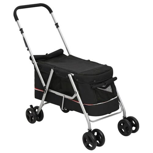 Foldbar hundeklapvogn 100x49x96 cm linned sort