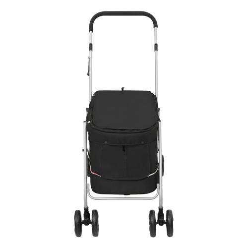 Foldbar hundeklapvogn 100x49x96 cm linned sort