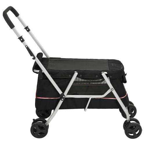 Foldbar hundeklapvogn 100x49x96 cm linned sort
