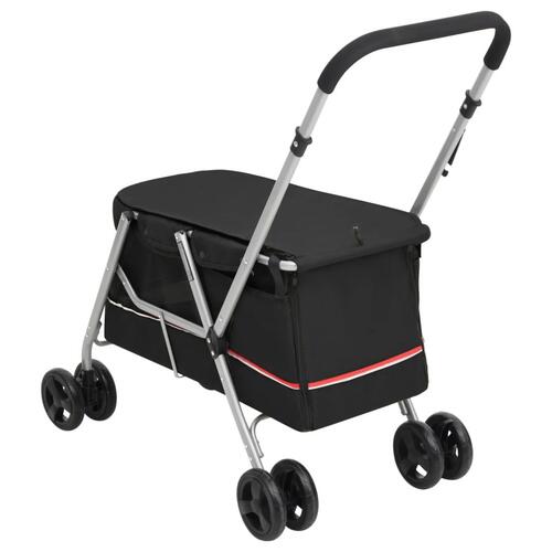 Foldbar hundeklapvogn 100x49x96 cm linned sort