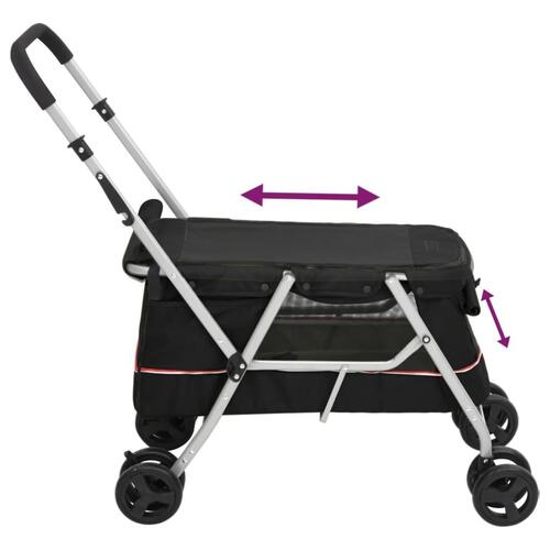 Foldbar hundeklapvogn 100x49x96 cm linned sort