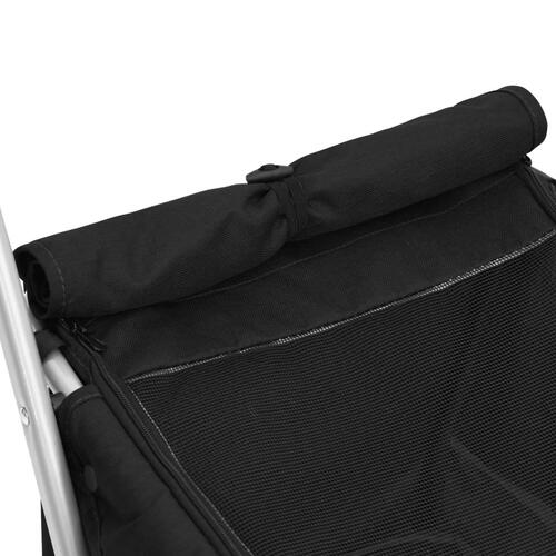 Foldbar hundeklapvogn 100x49x96 cm linned sort