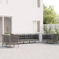 Loungesæt til haven 8 dele med hynder polyrattan grå