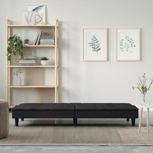 Sovesofa med kopholdere velour sort