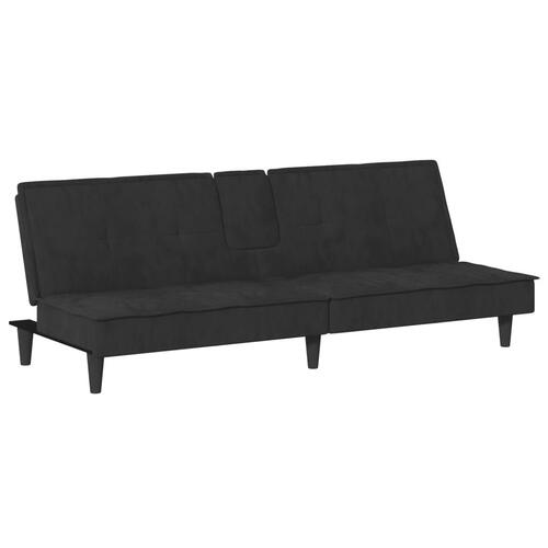 Sovesofa med kopholdere velour sort