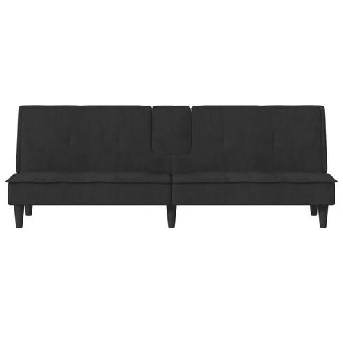 Sovesofa med kopholdere velour sort