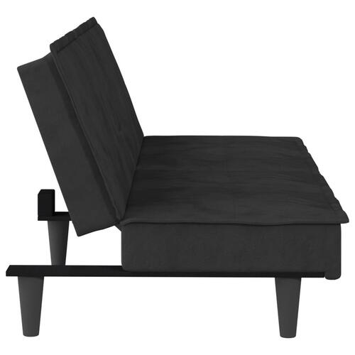 Sovesofa med kopholdere velour sort