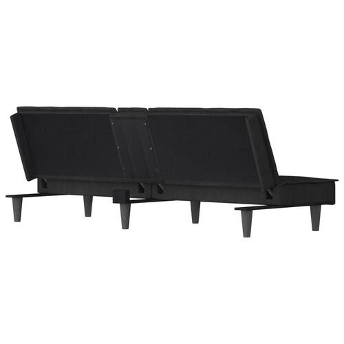 Sovesofa med kopholdere velour sort