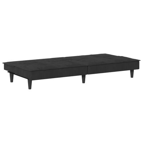 Sovesofa med kopholdere velour sort