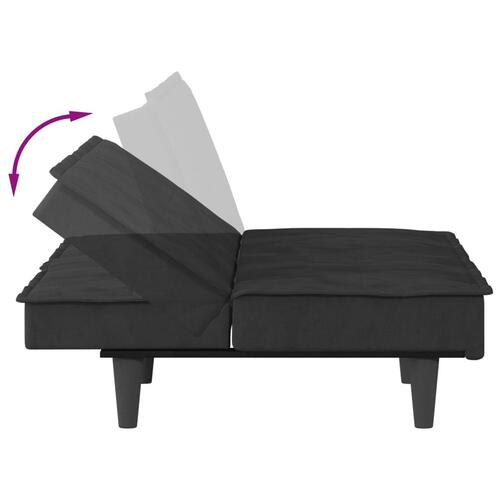 Sovesofa med kopholdere velour sort