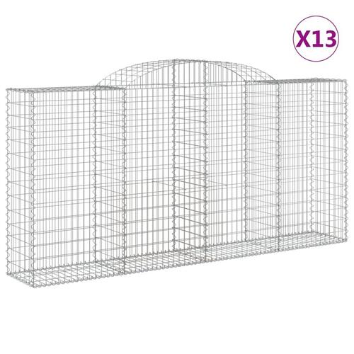 Buede gabionkurve 13 stk. 300x50x140/160 cm galvaniseret jern