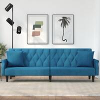 Sovesofa med armlæn velour blå