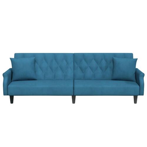 Sovesofa med armlæn velour blå