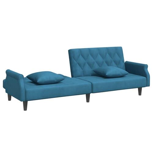 Sovesofa med armlæn velour blå