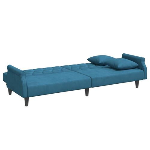 Sovesofa med armlæn velour blå