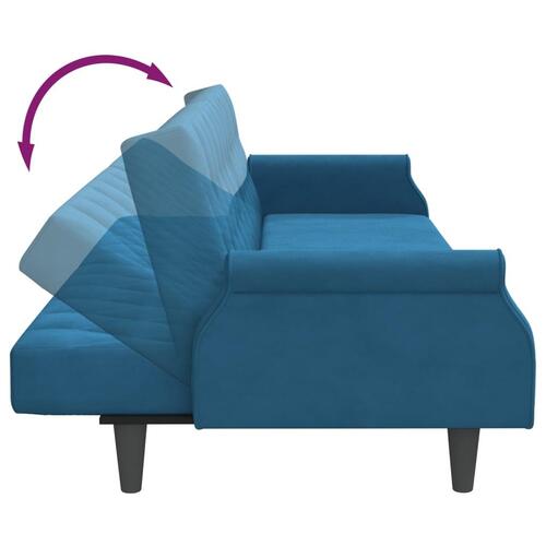 Sovesofa med armlæn velour blå