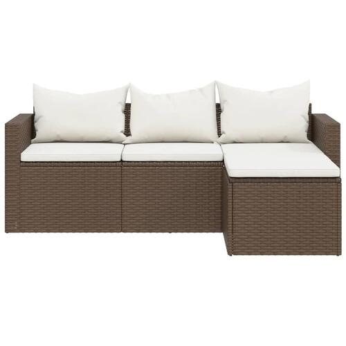 Loungesæt til haven polyrattan brun