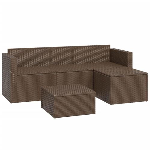 Loungesæt til haven polyrattan brun
