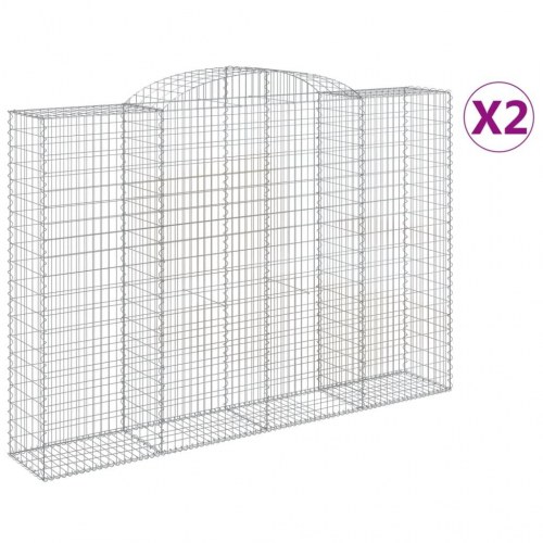 Buede gabionkurve 2 stk. - 300×50×200/220 cm i galvaniseret jern