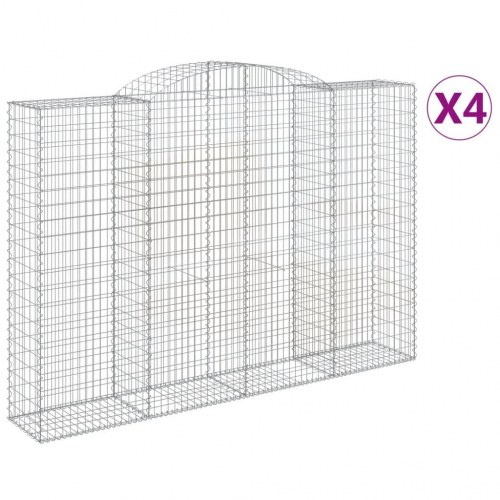 Buede gabionkurve - 4 stk. 300 × 50 × 200/220 cm i galvaniseret jern