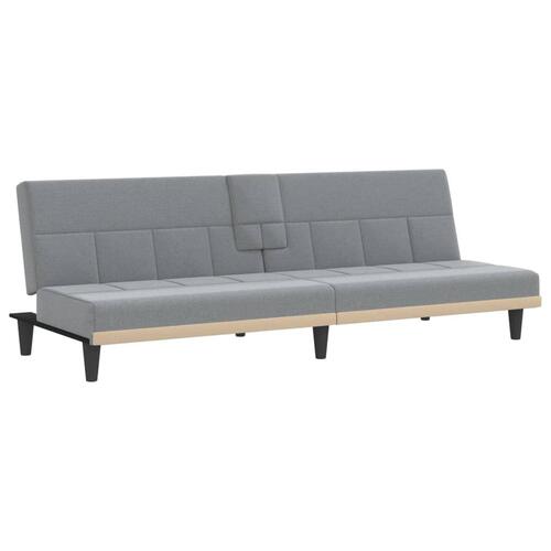 Sovesofa med kopholdere stof lysegrå