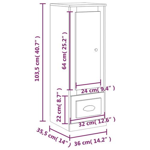 Skab 36x35,5x103,5 cm konstrueret træ røget egetræsfarve