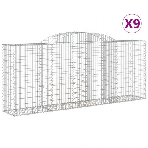 Buede gabionkurve - 9 stk. 300×50×120/140 cm i galvaniseret jern