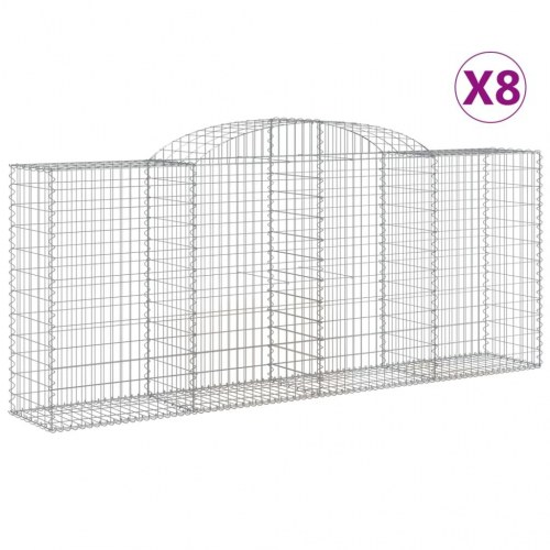 Buede gabionkurve - 8 stk. 300×50×120/140 cm i galvaniseret jern