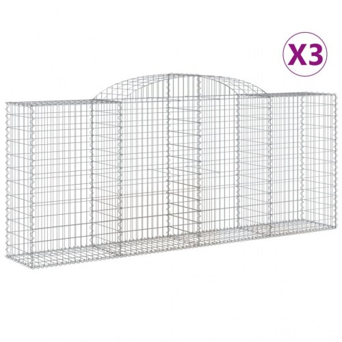 Buede gabionkurve 3 stk. 300x50x120/140 cm galvaniseret jern